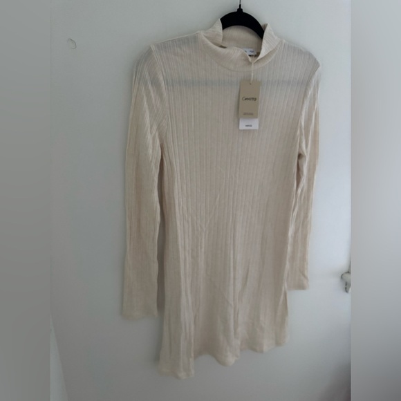 Mango Knitted Fall Mini Dress  in Cream Colour NWT - Picture 8 of 8